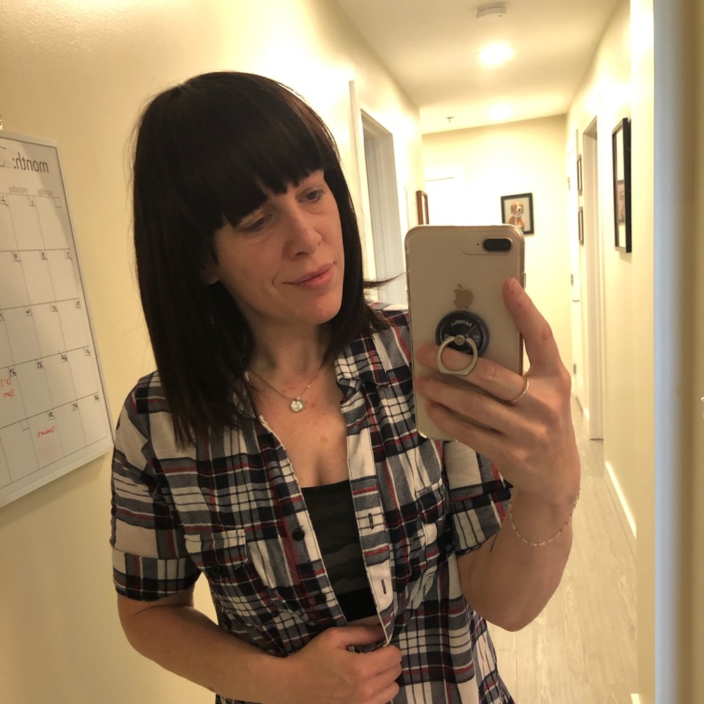 Dark brown synthetic wig
